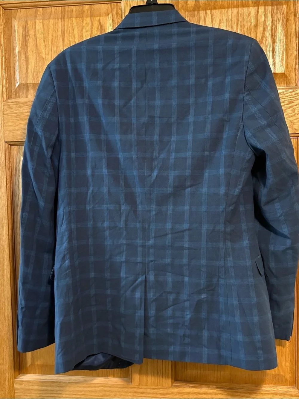Men's 40L Nick Graham Blue Plaid Stretch Suit Jacket Blazer Sport Coat 2-Button